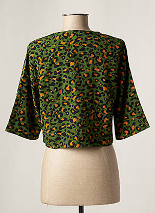 Top tissage crêpe manches 3/4 vert DAY OFF femme