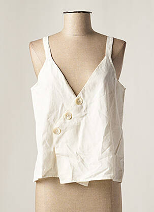Top col v sans manche blanc DAY OFF femme
