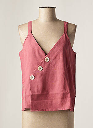 Top col v sans manche rose DAY OFF femme