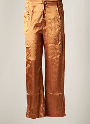 Pantalon droit fermeture zippée sous rabat avec crochet taille normale marron DAY OFF femme