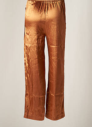 Pantalon droit fermeture zippée sous rabat avec crochet taille normale marron DAY OFF femme