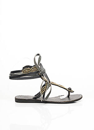 Tongs talon plat jusqu'à 3cm noir LAIDBACK LONDON femme