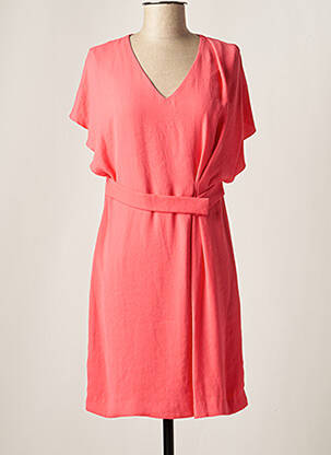 Robe courte fermeture zippée au dos manches courtes rose ONE STEP femme