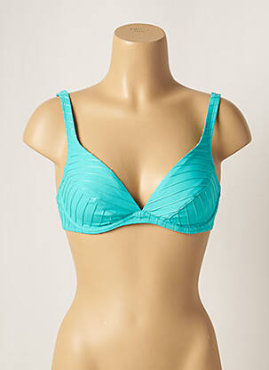 Haut de maillot de bain bretelles élastiquées ajustables bleu LOU femme