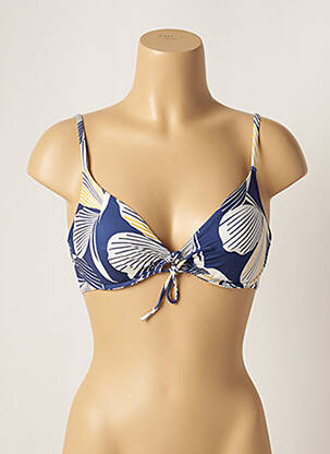 Haut de maillot de bain bretelles élastiquées ajustables bleu LOU femme