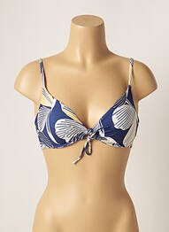 Haut de maillot de bain bretelles élastiquées ajustables bleu LOU femme
