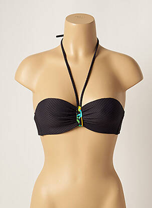Haut de maillot de bain fermeture liens à nouer haut soutien-gorge moulé noir VARIANCE femme