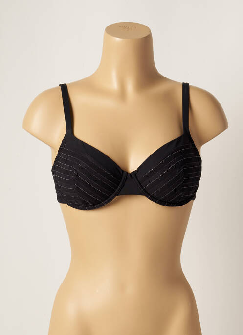 Haut de maillot de bain bretelles élastiquées ajustables noir LOU femme
