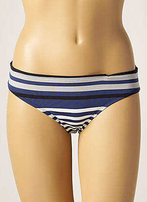 Bas de maillot de bain imprimé rayures culotte bleu LOU femme