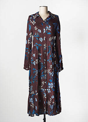 Robe longue manches longues manches longues marron LA FEE MARABOUTEE femme