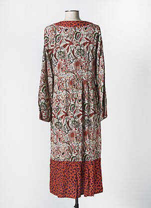 Robe mi-longue imprimé fantaisie manches longues marron LA FEE MARABOUTEE femme