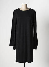 Robe mi-longue imprimé fantaisie manches longues noir LA FEE MARABOUTEE femme