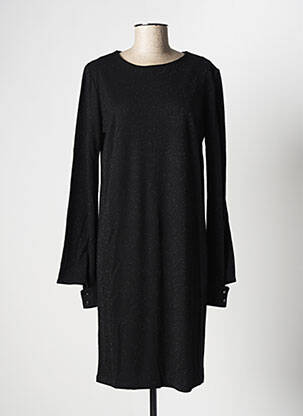 Robe mi-longue imprimé fantaisie manches longues noir LA FEE MARABOUTEE femme