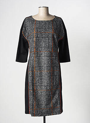 Robe mi-longue manches 3/4 manches 3/4 gris LA FEE MARABOUTEE femme