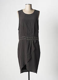 Robe mi-longue tissage crêpe sans manche gris IKKS femme