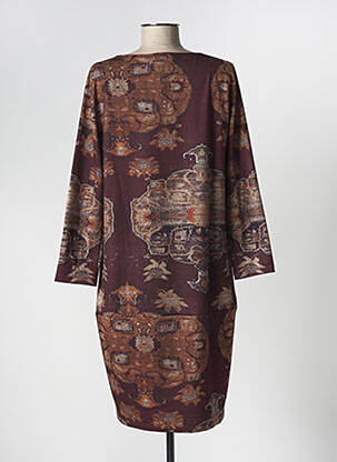 Robe mi-longue manches 3/4 manches 3/4 marron LA FEE MARABOUTEE femme