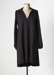Robe mi-longue imprimé fantaisie manches longues noir LA FEE MARABOUTEE femme