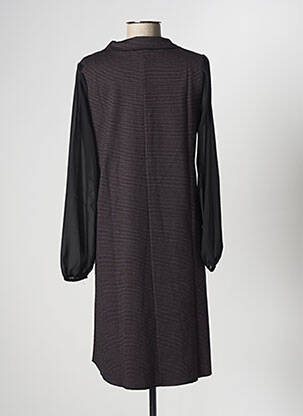 Robe mi-longue imprimé fantaisie manches longues noir LA FEE MARABOUTEE femme
