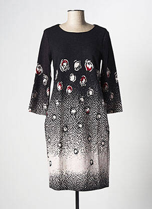Robe mi-longue manches 3/4 manches 3/4 gris LA FEE MARABOUTEE femme
