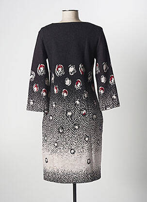 Robe mi-longue manches 3/4 manches 3/4 gris LA FEE MARABOUTEE femme