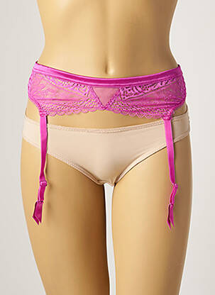 Guêpière/porte-jarretelle finition dentelle rose IMPLICITE femme