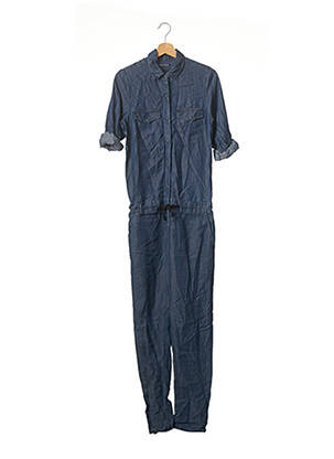 Combi-pantalon col chemisier manches longues bleu CIMARRON femme