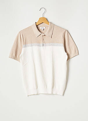 Pull stretch manches courtes beige REISS homme