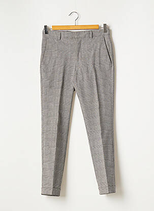 Pantalon slim fermeture zippée sous rabat avec crochet taille normale gris TOPMAN homme