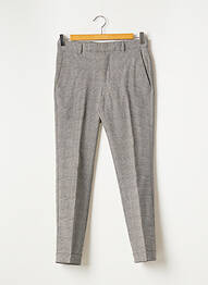 Pantalon slim fermeture zippée sous rabat avec crochet taille normale gris TOPMAN homme