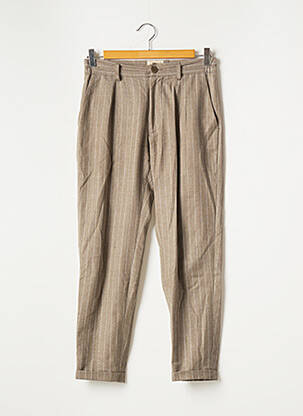 Pantalon slim fermeture zippée sous rabat boutonné gris NOYOCO homme