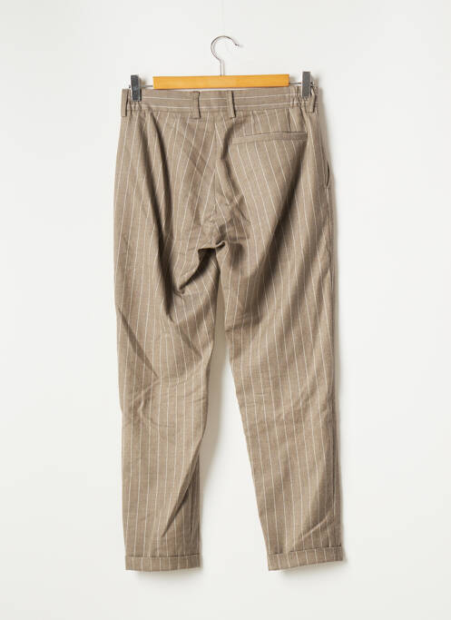Pantalon slim fermeture zippée sous rabat boutonné gris NOYOCO homme