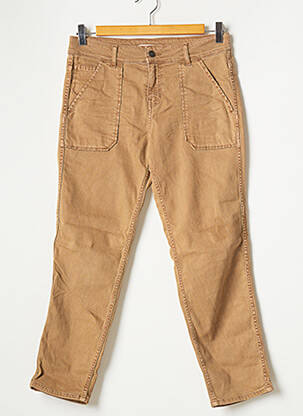 Pantalon droit fermeture zippée sous rabat boutonné taille normale marron CIMARRON femme