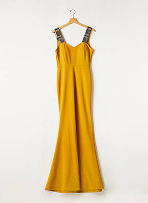 Robe longue tissage crêpe sans manche jaune SANS MARQUE femme