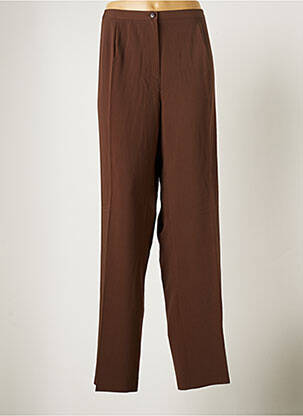 Pantalon droit tissage popeline taille normale marron ATIAN femme