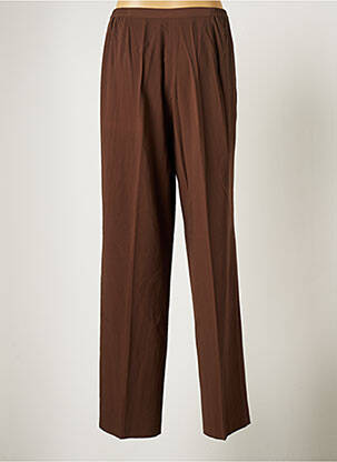 Pantalon droit tissage popeline taille normale marron ATIAN femme