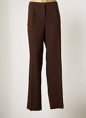 Pantalon droit tissage popeline taille normale marron ATIAN femme