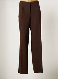 Pantalon droit tissage popeline taille normale marron ATIAN femme