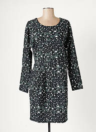 Robe mi-longue imprimé fantaisie manches longues vert ICHI femme