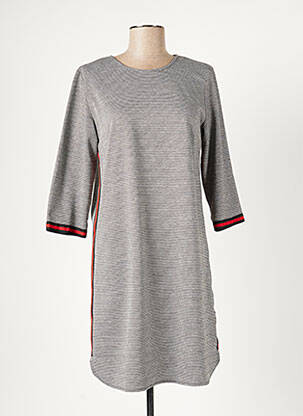 Robe courte manches 3/4 manches 3/4 gris C'EST BEAU LA VIE femme