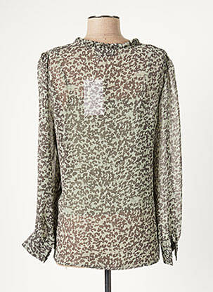 Top tissage crêpe manches longues vert ICHI femme