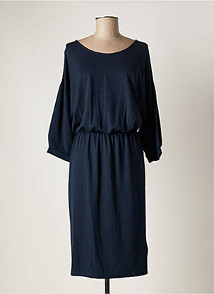 Robe mi-longue manches longues manches longues bleu ICHI femme