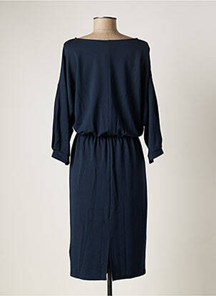 Robe mi-longue manches longues manches longues bleu ICHI femme