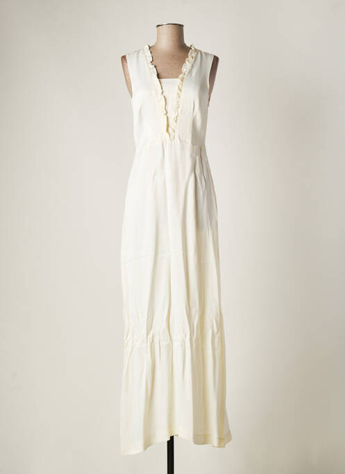 Robe longue beige ICHI pour femme