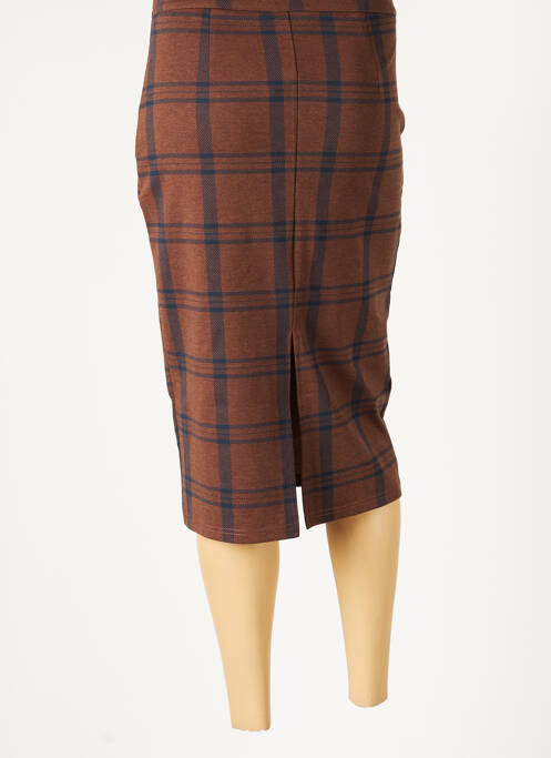 Jupe mi-longue marron ICHI pour femme