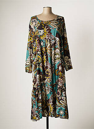 Robe longue manches longues manches longues vert G!OZE femme