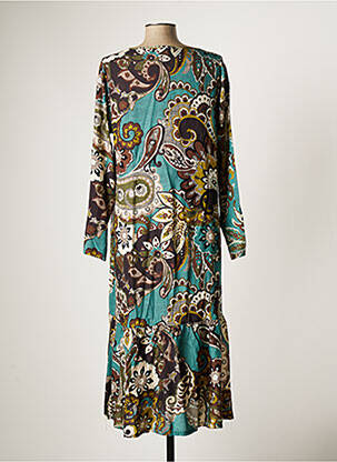 Robe longue manches longues manches longues vert G!OZE femme