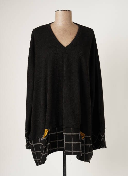 Pull tunique noir FRANCK ANNA pour femme