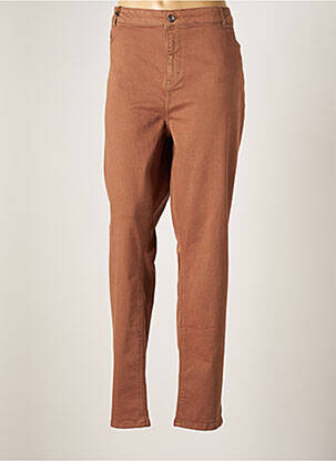 Pantalon slim tissage popeline taille normale marron YESTA femme