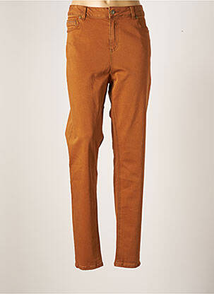Pantalon slim tissage popeline taille normale jaune YESTA femme