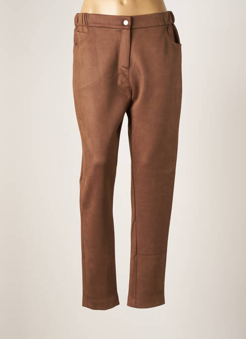 Pantalon slim taille élastique taille normale marron FRANCK ANNA femme